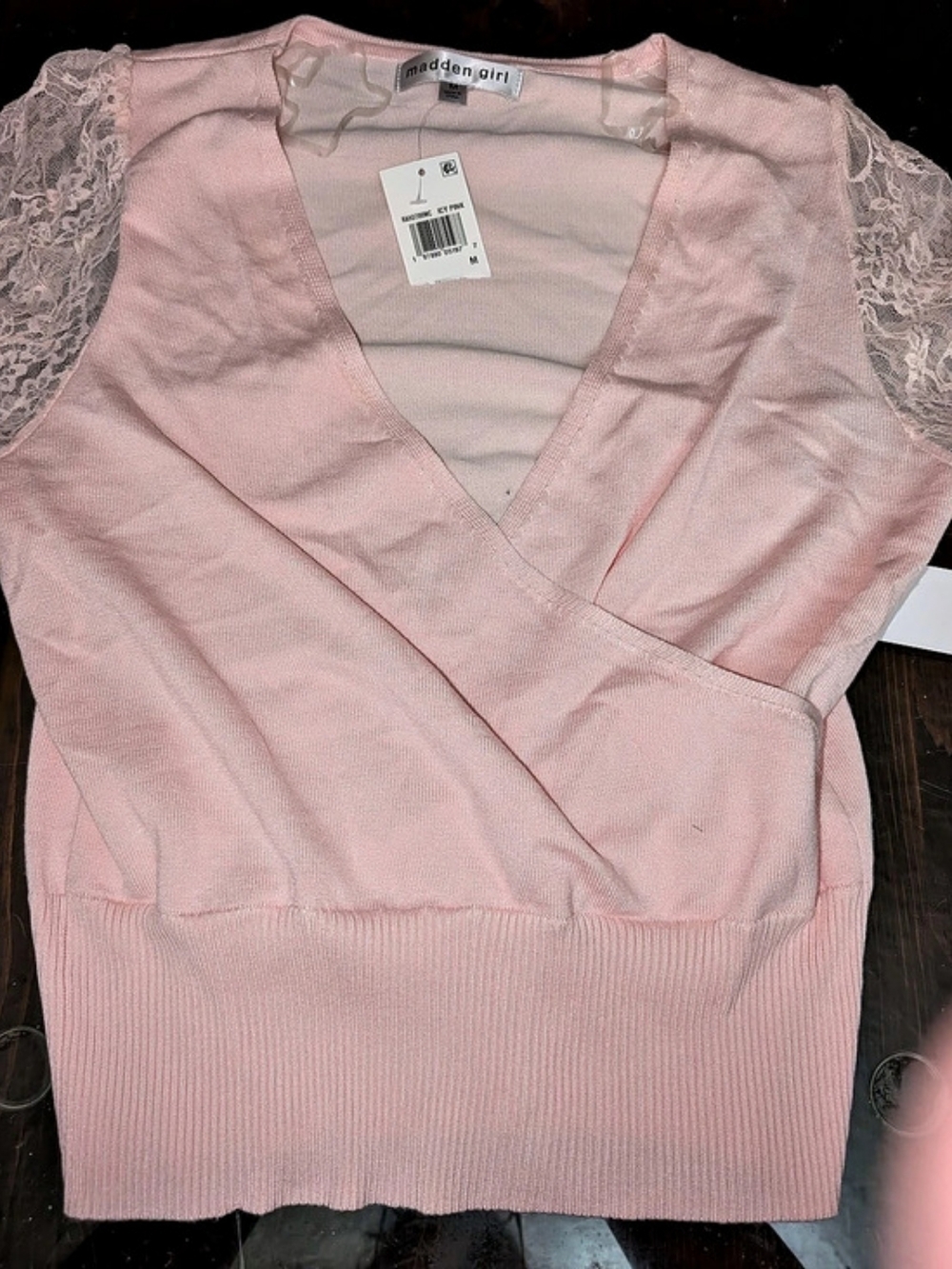 madden girl Pink Lace Sleeve Wrap Size Medium NWT